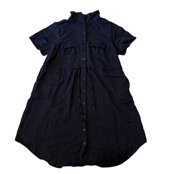 Torrid Women's Mini Twill Drawstring Shirt Dress Deep Black Size 1X - Picture 3 of 10
